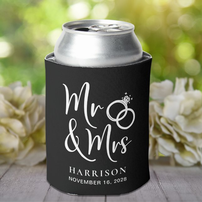 Wedding Favour Mr and Mrs Black Can Cooler (Creator Uploaded)