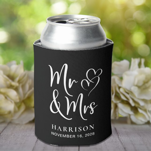 Wedding Favour Mr Mrs Black Can Cooler (Creator Uploaded)