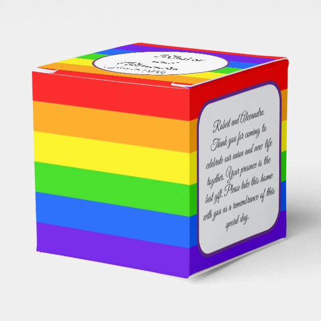 Wedding Favour - Personalizable Rainbow Design Favor Box (Front Side)