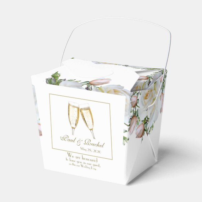 Wedding Favour Personalize Roses Greenery Favor Box (Front Side)