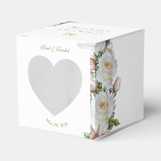 Wedding Favour Personalize Roses Greenery Favor Box (Front Side)