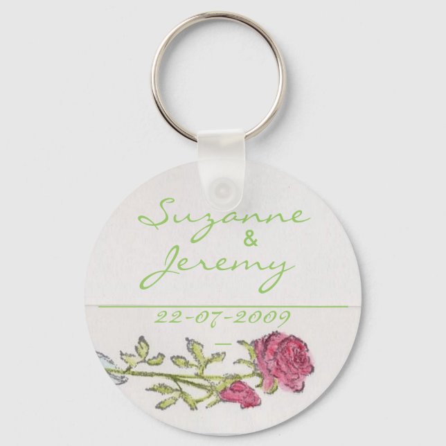 Wedding Favour Personalize Vintage Rose Keychain (Front)