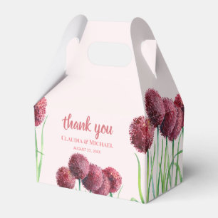 Wedding Favour Purple Pink Allium Floral Watercolo Favor Box