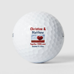 Wedding Favour Red Heart Tree Love Forever Golf Balls