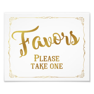 Wedding favour sign, party favour, gold, custom photo print