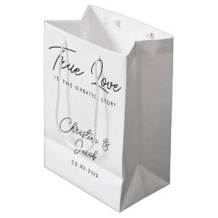 wedding favour simple elegant modern bridal party  medium gift bag