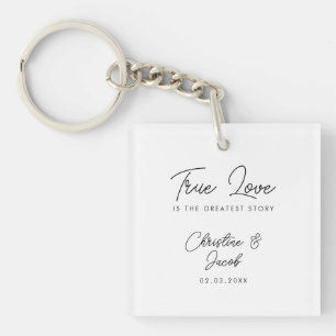 wedding favour simple elegant modern true love keychain