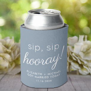 Wedding Favour Sip Sip Hooray Dusty Blue Can Cooler