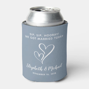 Wedding Favour Sip Sip Hooray Dusty Blue Can Cooler