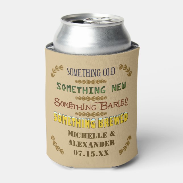 Wedding Favour Something Brewed Personalized Beer Can Cooler (Can Front)