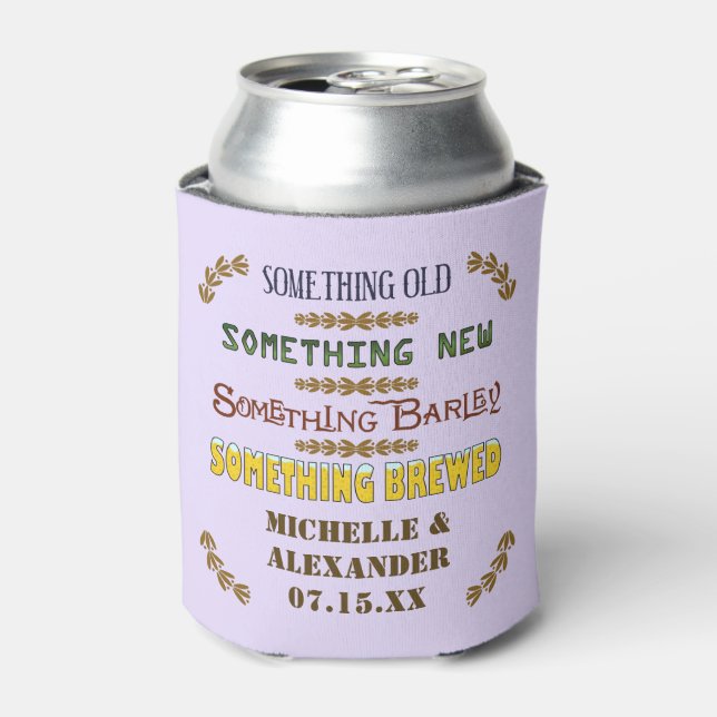 Wedding Favour Something Brewed Personalized Beer  Can Cooler (Can Front)