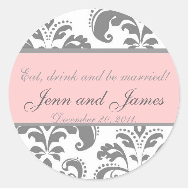 Wedding Favour Sticker Eat, Drink, and be Married (Front)
