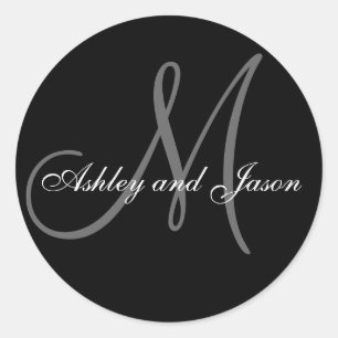 Wedding Favour Sticker Monogram Names Template