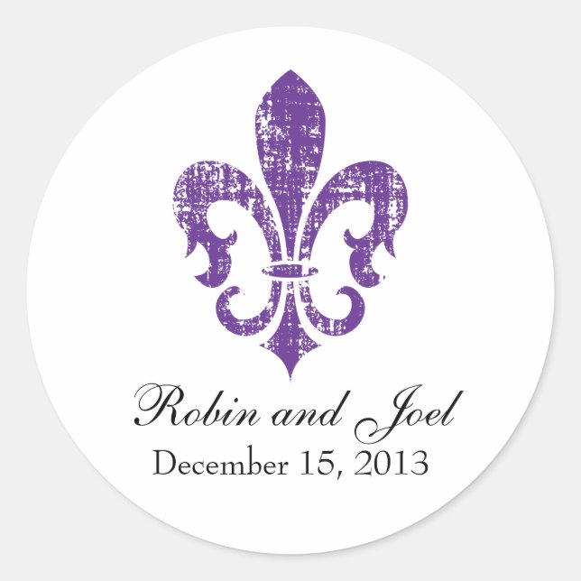 Wedding Favour Sticker | New Orleans | Purple (Front)