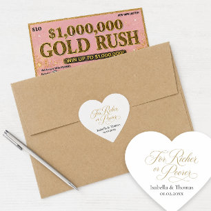 Wedding Favour Stickers For Richer or Poorer Heart