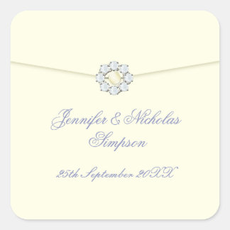 Wedding Favour Stickers Ivory with Pearl & Diamond