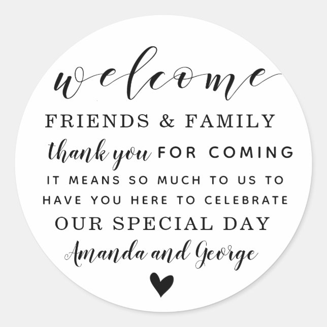 Wedding favour stickers personalized thank you (Front)