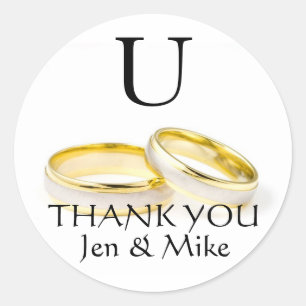 Wedding Favour Stickers Thank You Gold Rings