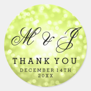 Wedding Favour Tag Chartreuse Glitter Lights