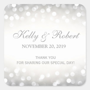 Wedding Favour Tag Elegant Silver Glitter