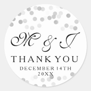 Wedding Favour Tag Faux Silver Foil Glitter Lights