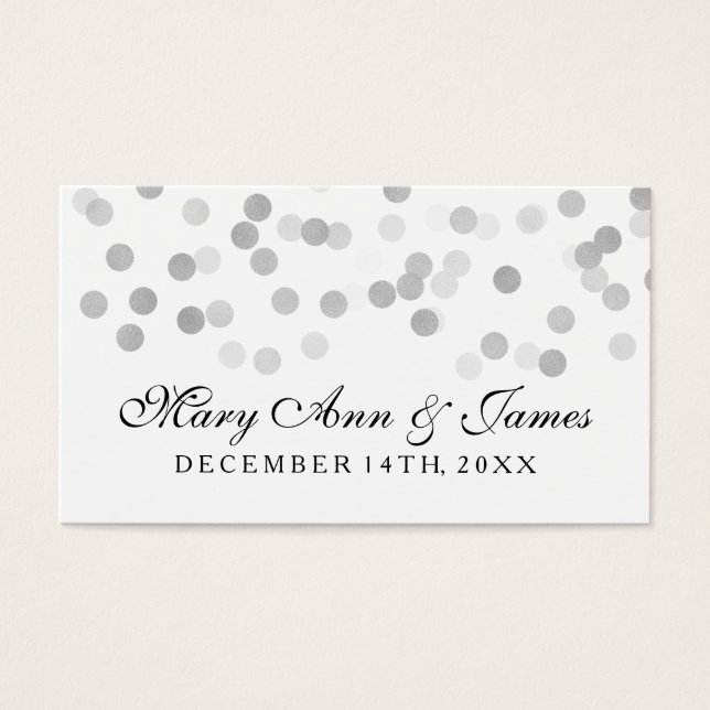 Wedding Favour Tag Faux Silver Foil Glitter Lights (Front)