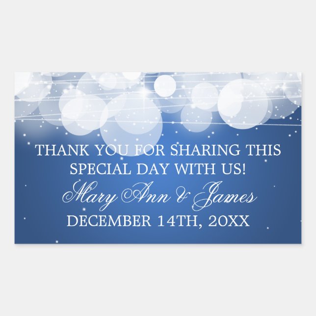 Wedding Favour Tag Glow & Sparkle Blue (Front)