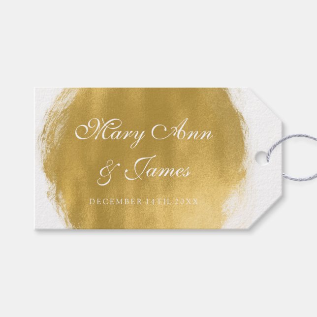 Wedding Favour Tag Gold Paint Look (Front (Horizontal))