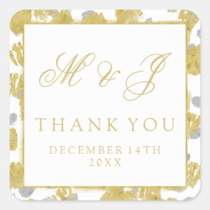 Wedding Favour Tag Gold & Silver Paint Strokes