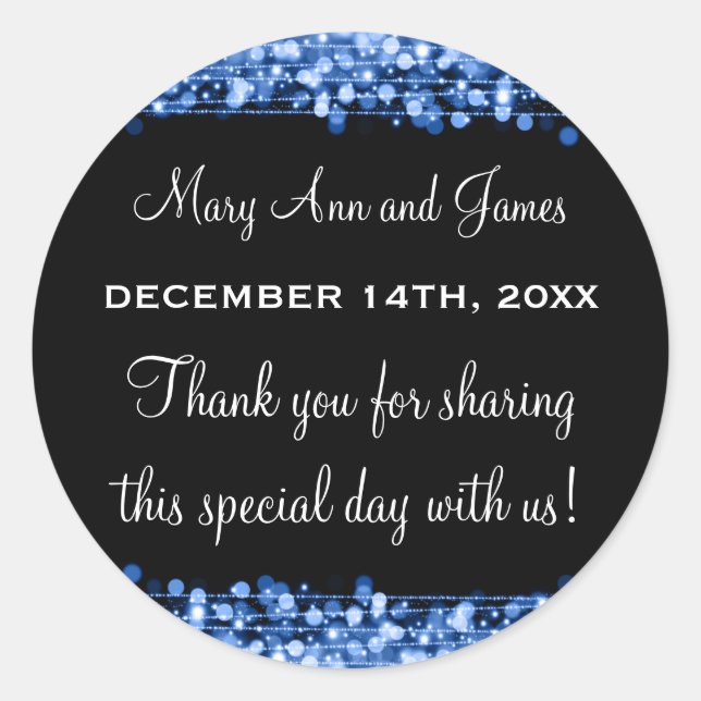 Wedding Favour Tag Magic Party Sparkles Blue (Front)