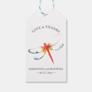 Wedding Favour Tag Red Dragonfly
