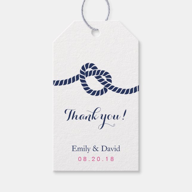 Wedding Favour Tag Royal Blue Tying the Knot (Front)