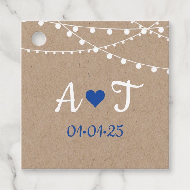 Wedding Favour Tag - small plane and light garland (Front)