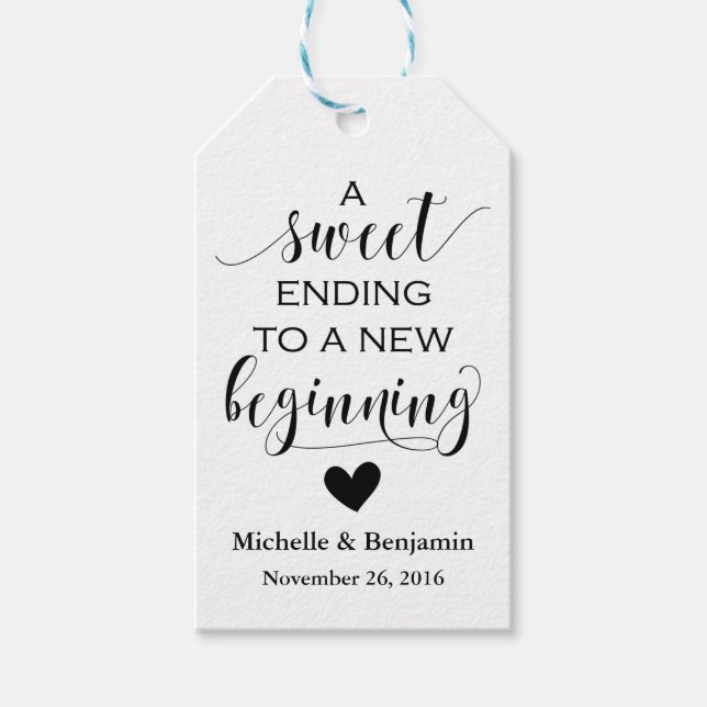 Wedding Favour Tag - Sweet Ending New Beginning (Front)