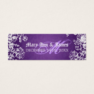 Wedding Favour Tag Victorian Flourish Purple