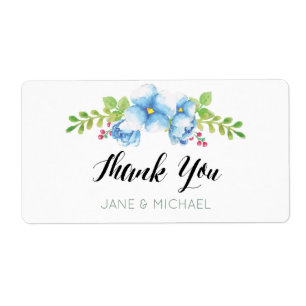 Wedding Favour Tags   Blue Watercolor Floral