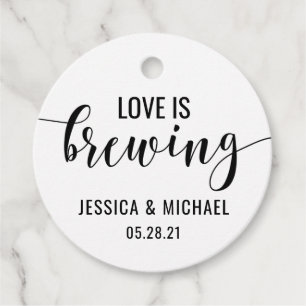 Wedding Favour Tags, Coffee, Tea, Love is Brewing Tags