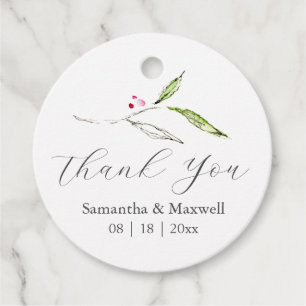 Wedding Favour Tags Watercolor Botanicals