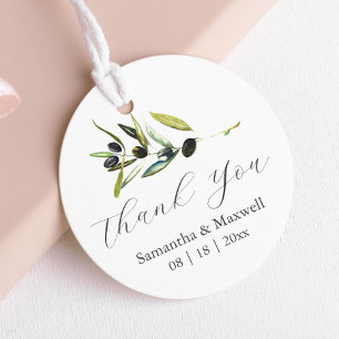 Wedding Favour Tags Watercolor Olive Branch