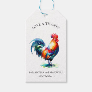 Wedding Favour Tags Watercolor Rooster