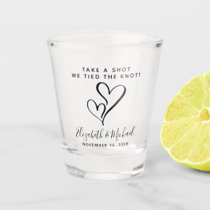 Wedding Favour Take A Shot We Tied The Knot Heart Glass