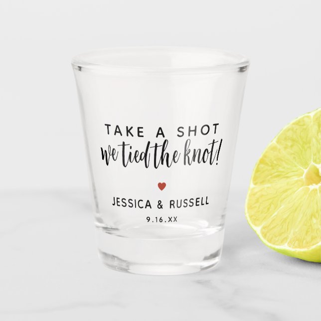 Wedding Favour Take A Shot We Tied The Knot Shot Glass (Front)