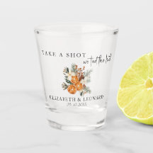 Wedding Favour take a shot winter greenery