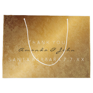 Wedding Favour Thank You Anniversary Gold Grungy Large Gift Bag