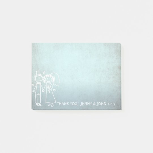 Wedding Favour Thank You Chalkboard Grungy Blue Post-it Notes