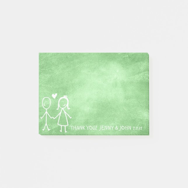 Wedding Favour Thank You Chalkboard Lemon Green Post-it Notes (Front)