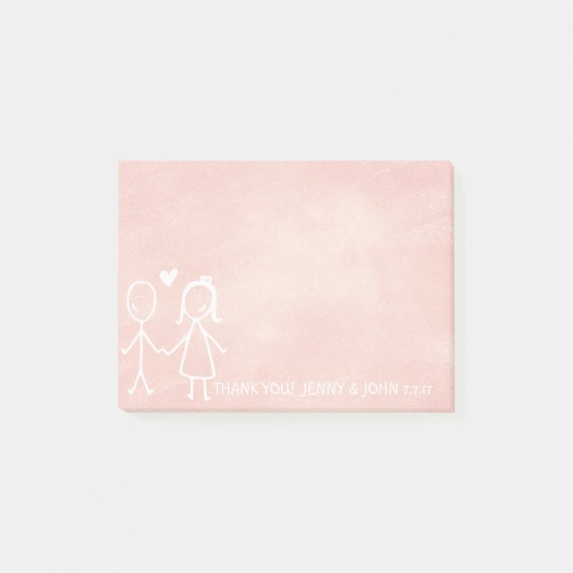 Wedding Favour Thank You Chalkboard Peach Pastel Post-it Notes (Front)
