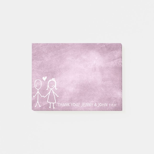 Wedding Favour Thank You Chalkboard Purple Lavanda Post-it Notes (Front)