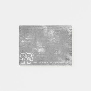 Wedding Favour Thank You Grey Distressed Silver Post-it Notes
