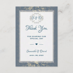 Wedding Favour Thank You Luxury Royal Vintage Card